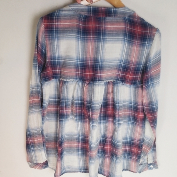NEW! CATHERINE MALANDRINO Relaxed Fit Buttondown Flannel Blouse XS. - Picture 5 of 6
